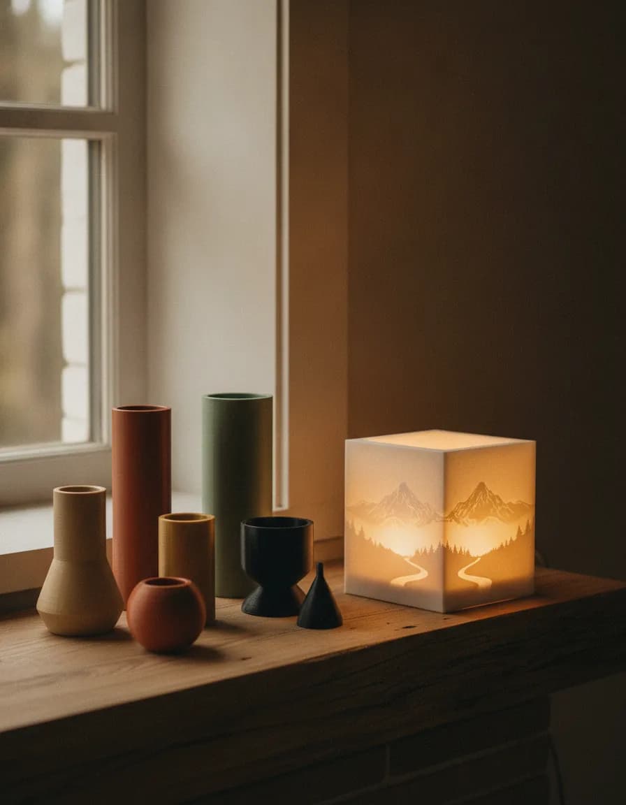 La misma lámpara encendida, con un paisaje iluminado desde dentro (imagen de adelanto)